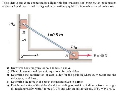 Solved The Sliders A And B Are Connected By A Light Rigid Chegg