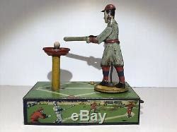 RARE HOME RUN KING BASEBALL TIN LITHO WIND UP TOY MADE IN USA BY