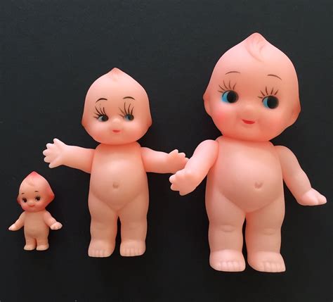 Lot Of Three Vintage Style Retro Japan Made Kewpie Dolls In Different Sizes Including A Rare