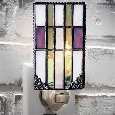 Plug In Night Light On Off Switch Mission Style By J Devlin Glass Art J Devlin Glass Art