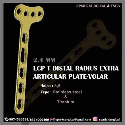 2 4MM LCP DISTAL RADIUS EXTRA ARTICLUAR PLATE 4 HEAD HOLES VOLAR At Rs