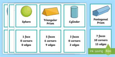 3d Shape And Properties Matching Cards Teacher Made