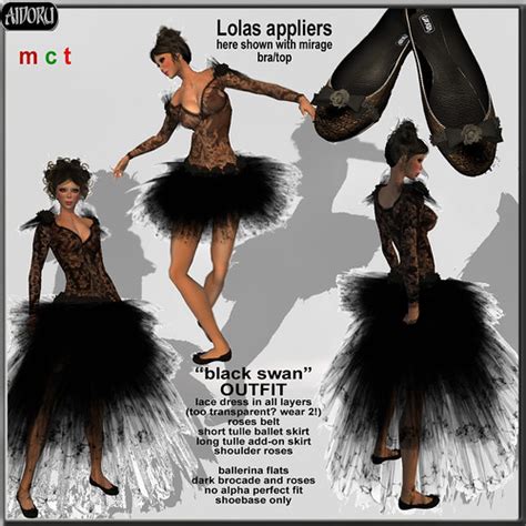 Black Swan Outfit Tutu Long Skirt Lolas Appliers Baller AIDORU