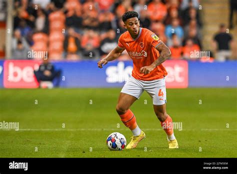 Jordan Lawrence Gabriel 4 Of Blackpool In Action During The Game Stock