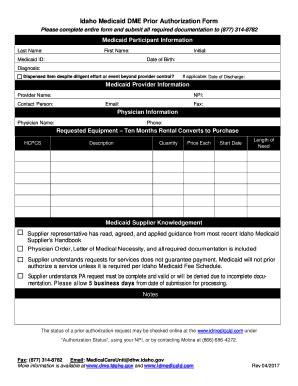 Idaho Medicaid Dme Prior Authorization Form Fill Online Printable