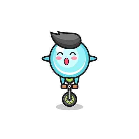 Premium Vector The Cute Bubble Character Is Riding A Circus Bike