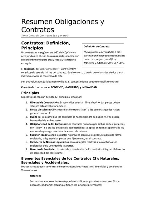 Resumen Obligaciones Y Contrato Resumen Obligaciones Y Contratos