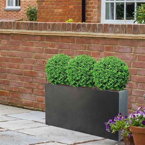 IDEALIST Lite Contemporary Trough Garden Planter Faux Lead Dark Grey