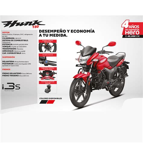 Motometa Detalles Motocicleta Hero HUNK 150 Rojo 2024