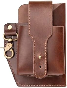 Huben Genuine Leather Belt Mobile Pouch For Men Multipurpose Holster