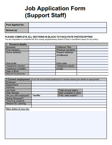 FREE 50 Staff Application Samples In PDF MS Word