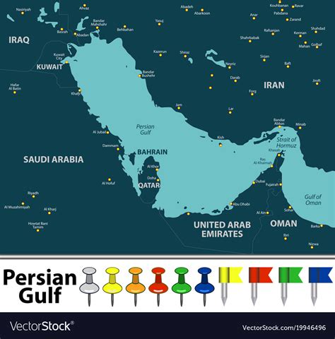 Map Persian Gulf Royalty Free Vector Image Vectorstock