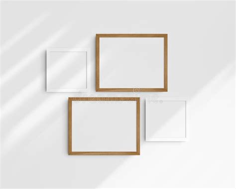 Gallery Wall Mockup Set Cherry Wood And White Frames Clean Modern