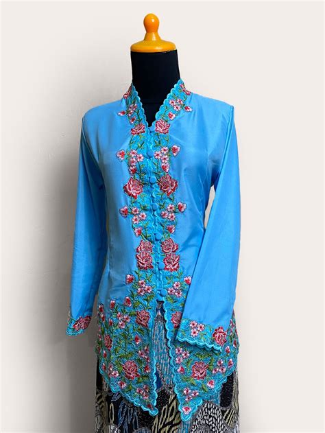 Jual Padusi Kebaya Encim Bordir Motif Bunga Warna Cantik Bahan Katun