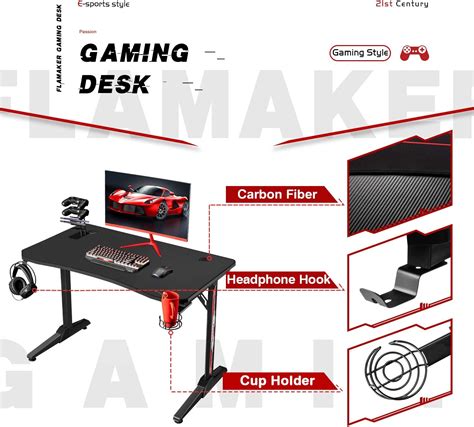 Buy Flamaker Gaming Desk Inch Gaming Table Computer Desk Pc Gamer