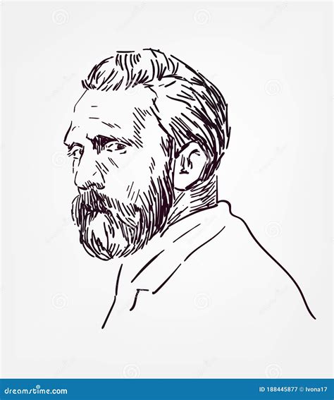 Vincent Van Gogh Vector Sketch Portrait Editorial Photography