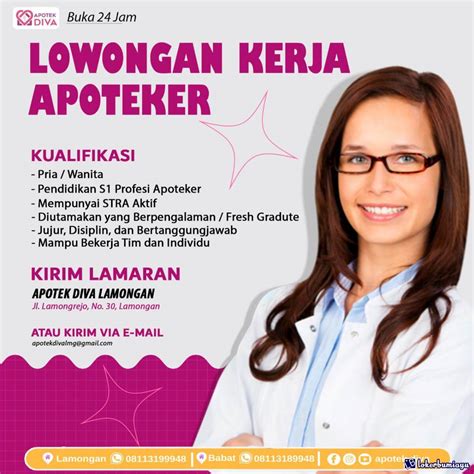 Lowongan Kerja Apoteker Apotek Diva Lamongan