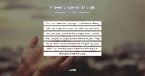 Prayer For Surgeons Hands