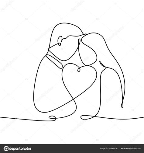 Couple Love Continuous One Line Drawing Vector Illustration Stock