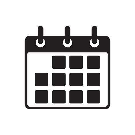 Eps10 Black Vector Calendar Or Schedule Planner Icon In Simple Flat