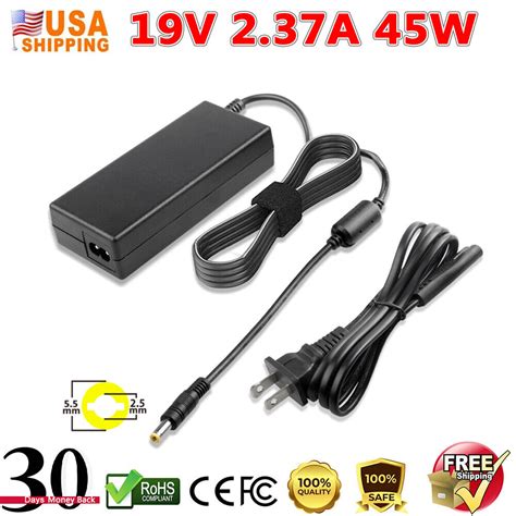 Used 19V 2 37A Laptop Charger AC Adapter Power Cord Supply For Toshiba