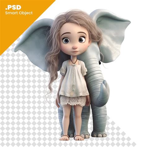 Rendu Num Rique D D Une Mignonne Petite Fille Avec Un L Phant Isol