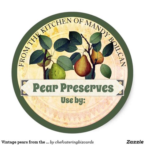 Vintage Pears From The Kitchen Of Canning Label Zazzle Canning