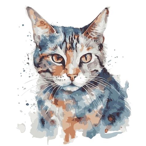 Katze Gezeichnet Mit Aquarellvektorillustrator Premium Vektor