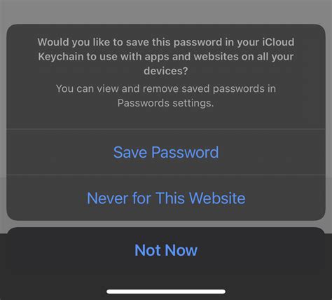 Swift When Does Display The Prompt That Is Would You Like To Save This Password In Your