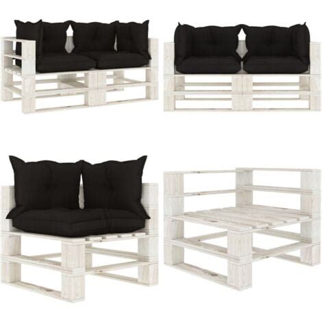 Canap Palette Places De Jardin Avec Coussins Noir Bois Canap