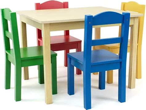 Mesa De Madera 4 Sillas Tot Tutors P niños Natural primario Meses sin