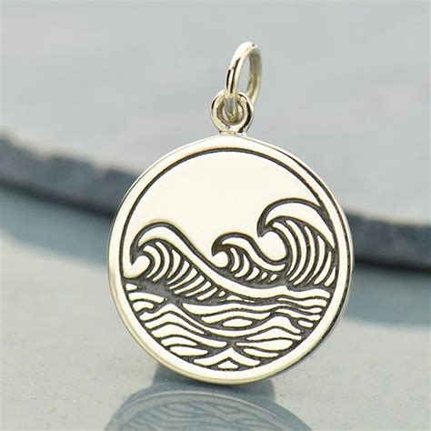 Sterling Silver Ocean Waves Charm 925 Solid Sterling Silver Etsy