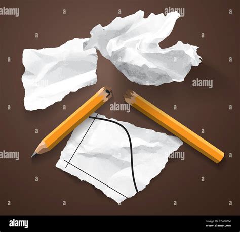 Broken Pencil Crumpled Paper Stock Vector Images Alamy