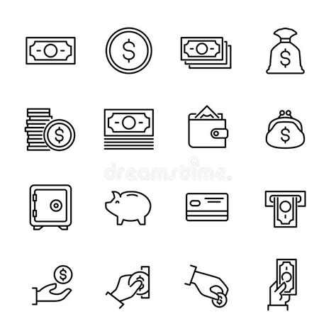 L nea Fina Icono Del Dinero Del Vector Stock de ilustración