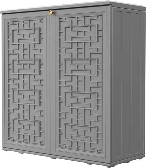 Horti Cubic Resin Storage Cabinet With Doors And 1 Shelf Indoor And Outdoor Deck Box Waterproof