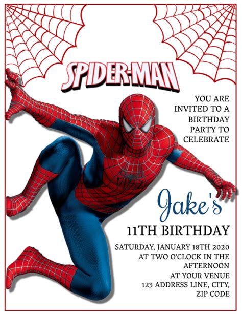 Spiderman Birthday Invitation Template | TUTORE.ORG - Master of Documents