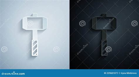 灰色和黑色背景中突显的剪纸中世纪战锤图标 纸艺风格 矢量 向量例证 插画 包括有 影子 神话 229601071