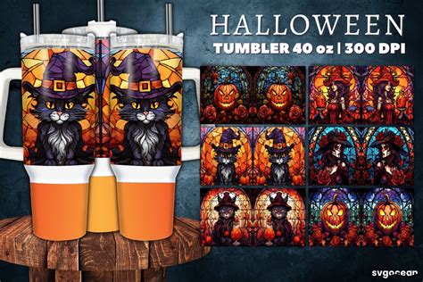 Stained Glass Halloween Tumbler Wrap Graphic By Svgocean Creative Fabrica