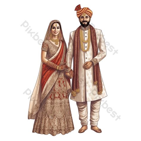 Vector Indian Wedding Invitation Card Bride And Groom Png Images Psd