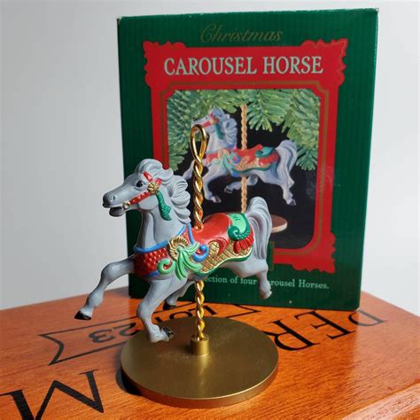 1989 Hallmark Carousel Horse Figures Star or Holly, Christmas Holiday ...