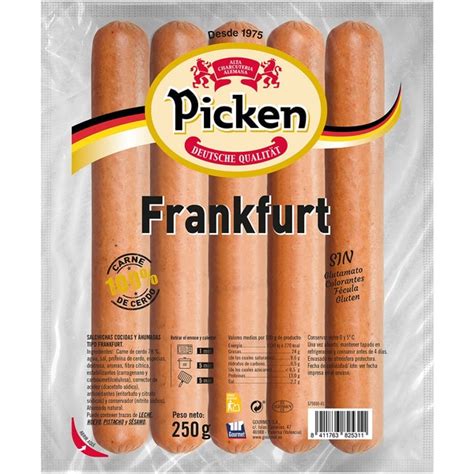 Salchichas Frankfurt Cocidas Y Ahumadas De Cerdo Piezas Envase G