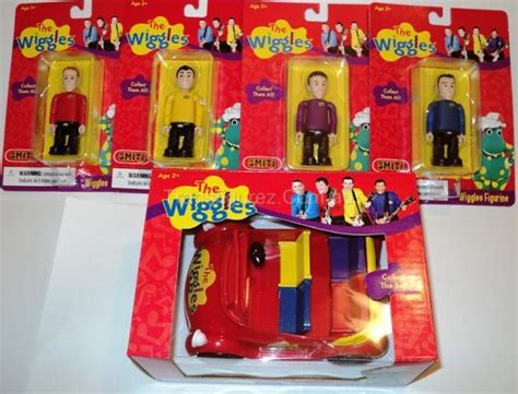 THE WIGGLES TOYS - COMPLETE SET of ACTION FIGURES x 4 + BIG RED CAR ...