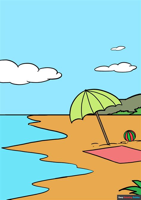 How to Draw a beach - Really Easy Drawing Tutorial