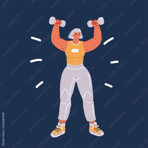 Cartoon Vector Illuatration Of Athletic Woman Doing Exercise For Arms