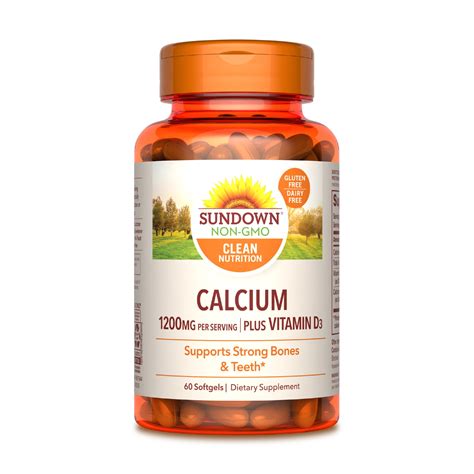 Sundown Calcium 1200 Mg Plus Vitamin D3 For Immune Support Supports Strong Teeth And Bones 60