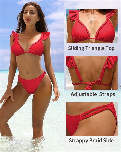 Buy Charmo Women Ruffle Bikini Wrap Piece Bathing Suit Push Up