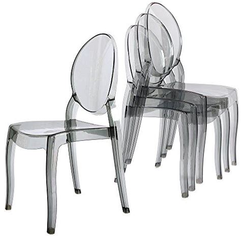 Deco In Paris Lot DE 4 CHAISES Gris en PLEXI TOLGA Transparent FUMÉ