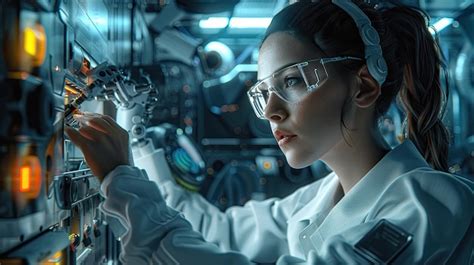 futuristic lab scientist premium ai generated image