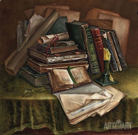 Натюрморт с книгами - Графика, Татьяна Вдовина