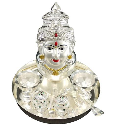 Buy BENGALEN Silver Plated Pooja Thali Set With Varalakshmi Devi